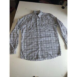 GC BLACK GRAY  Shirt Mens MED Pearl Snap Vintage Collection Plaid Western Cowboy